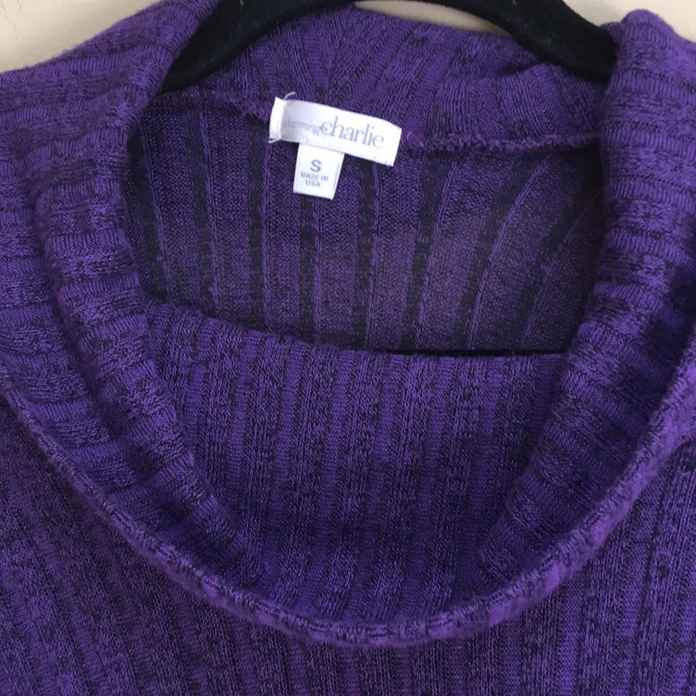 Purple Cowl Neck Lightweight Sweater Size S - Picture 3 of 4
